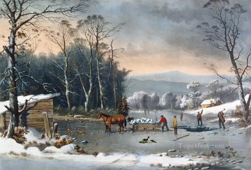 湖池の滝 Painting - 田舎の冬の風景